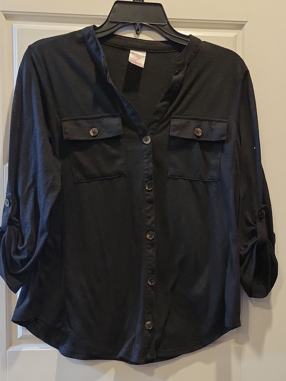No Boundaries Black Button-Down Utility Shirt
